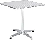 BTEXPERT Indoor Outdoor 27.5' Square Restaurant Table for Patio Stainless Steel Silver Aluminum Furniture with Base