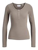 JACK & JONES Jxfatima LS Button Rib Top Jrs, Halcón, M Mujeres