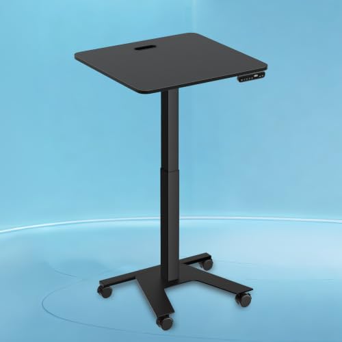 Image of The Sleep Company - AeroMini Electric Height Adjustable Desk | Ergonomic Work from Home Table | 4 Memory Presets | Lockable Wheels | 570 x 500 mm Thick Top | Free Installation | Black & Black