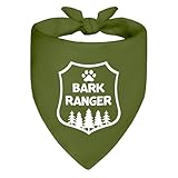 ZBBFSCSB Bark Ranger Green Dog Bandana, Funny Gifts for Dog Lover Mom Dad, Puppy Scarf Photo Prop for Explore Outdoor Adventure Hiking Camping Mountain, Gifts for Ranger, Pet Scouts Bandana