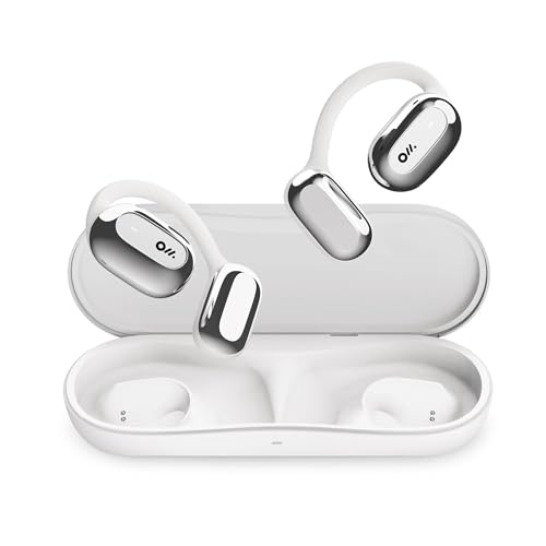Oladance OWS2 Open Ear Wireless Headphones Memory Titanium Frame Virtual Bass 2.0 16.5mm Drivers 19H Battery IPX4 Waterproof Touch Controls Bluetooth 5.3 Multi-Point Pairing (Silver)