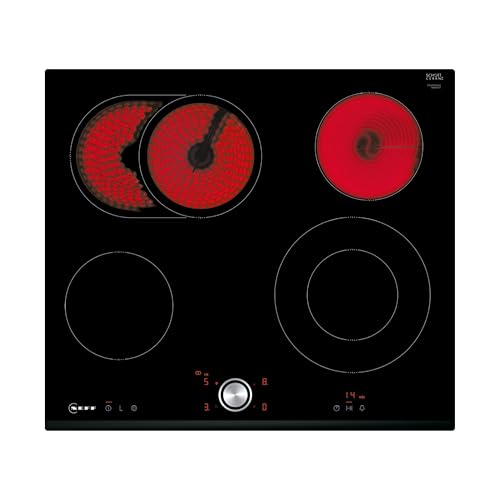 NEFF T16FTN1L0, N 70, Elektrokochfeld, autarkes Glaskeramik-Kochfeld 60 cm breit, Made in Germany, TwistPad, Powerstufe, Bräterzone, Rahmenlos aufliegend, Schwarz