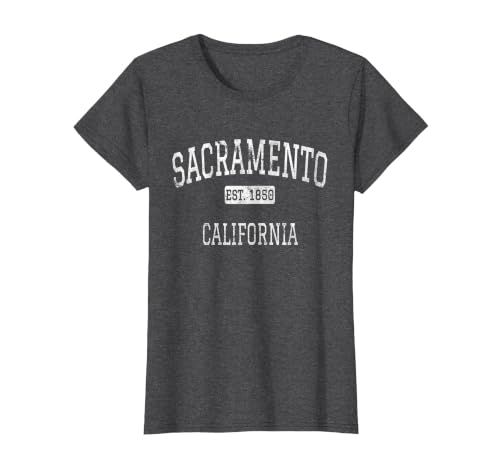 Sacramento California CA Vintage T-Shirt, Women, Dark Heather Grey, Small