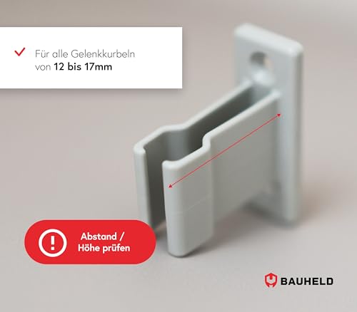 BAUHELD 3x Kurbelhalter für Kurbelstange oder Markisenkurbel [Made in Germany] - Wand-Halterung für 12 bis 17mm Durchmesser - Kurbel-Halter mit elastischem Griff - Höhe 35mm - Weiß - RAL7035
