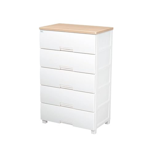 使いやすさを追求したチェスト サイズバリエーション豊富 日本製 完成品 フィッツプラス 5段 特許取得済 引出しロック付きで抜け落ちを防ぐ スムーズな引出し 脚付き 木製天板 インテリアに合うリビングチェスト タンス 収納ケース 衣装ケース プラスチック