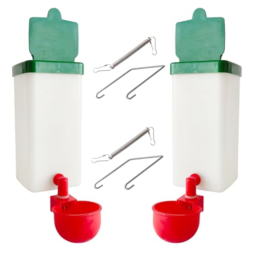 Cyrading Automatic Waterer System Chick Drinker Cups 1L Hanging Automatic Fill Poultry Watering Cup Used for Cages (1)