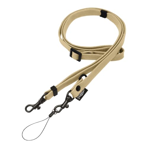 [HIGHCAMP] ハイキャンプ 2way ネック ストラップ 斜め掛け ショルダーストラップ 約70cm～約135cm 長さ調節可能 スマホ 携帯 落下防止 ネックストラップ 日本製 ナチュラル - HIGHCAMP - 商品画像