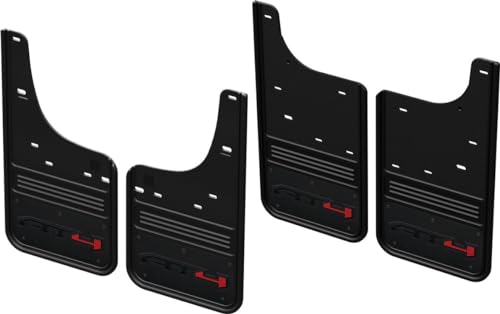 Gatorback GCR29K-AT4A Black Stamped Aluminum AT4 Complete No Drill Mudflap Set (4) with Required Finishing Caps (4) Compatible with 2019+ GMC Sierra 1500 Trucks (Does Not Fit AT4X/Carbonpro Models)