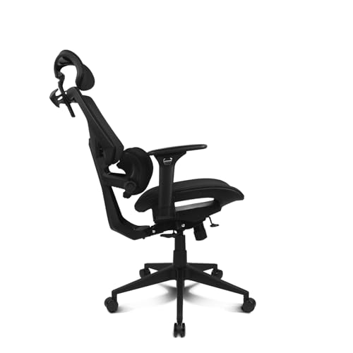 DRAIR400 - Sedia da gioco professionale, rete di alta qualità e polimeri rinforzati, braccioli imbottiti regolabili 4D, pistone classe 4, girevole, inclinabile, regolabile, nero. - Sedia gaming - Immagine 4