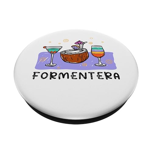 Formentera Ibiza Beach Vacation PopSockets Swappable PopGrip, Black - Image 2