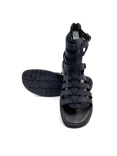 Black Gladiator Sandals for Men, Sandals for Men from Genuine Leather Black, Gladiator Sandals from Greece, Ancient Greek Gladiator Sandals (9)