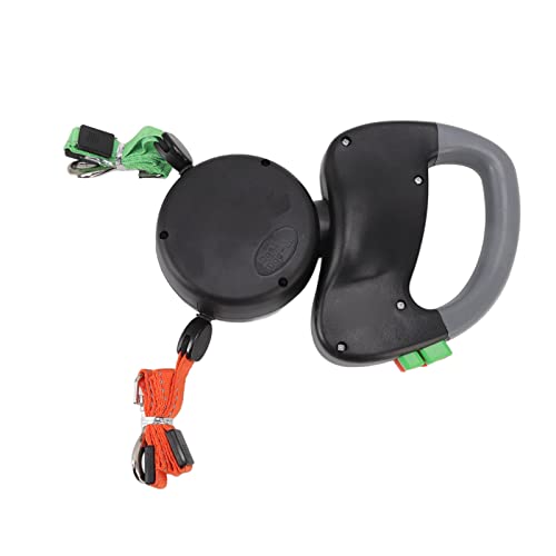 lyrlody Correa Retráctil para Perros, 3 Metros, Doble Correa para 2 Perros, Cuerda Reflectante, Negro