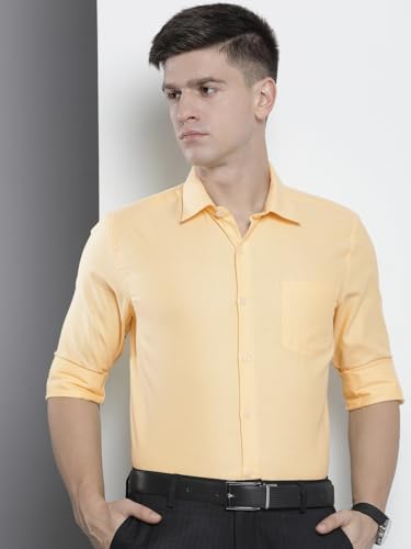 Image of The Indian Garage Co Men Slim Fit Solid Full Sleeves Cutaway Collar Formal Shirt