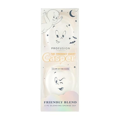 Profusion Cosmetics Casper The Friendly Ghost Blissed Out Blend Glow In The Dark 2 PC Blending Sponge Set, Natural Friendly Materials, Easy to Clean With Advanced Glow and Flawless Finish