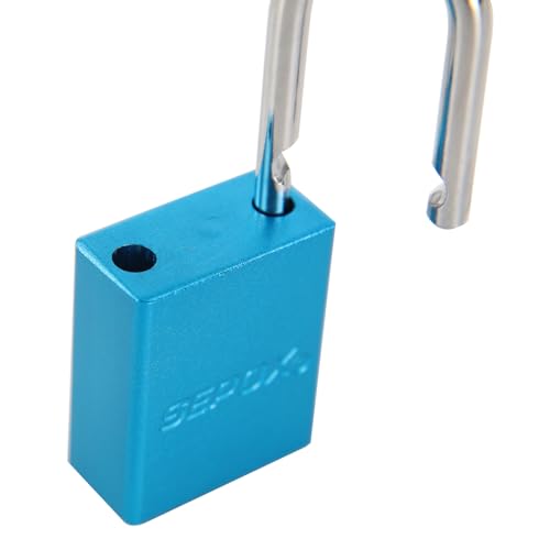 Image of SEPOX Ultra-Durable & Anti-Rust Outdoor Blue Aluminum Padlock - 38mm 1-1 /2 inch with Long Shackle & 3 Big Different Keys Ideal for Gate, Storage, Locker, Fence and Lock-Out, High Security