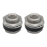 Fitvell Stainless Steel Bulkhead Fitting 3/8' NPT Female Bulked Coupler Thru-Bulk Tank Fitting Connector (Pack of 2)