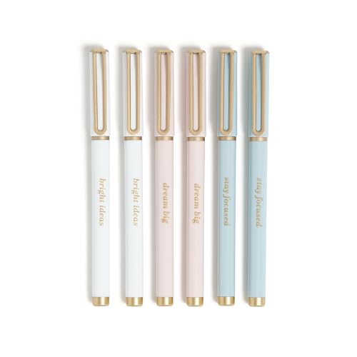 U Brands Catalina Felt Tip Pens, Set of 6 Black Ink Pens, Classic, Elegant Standard, Medium (0.7 mm) Point