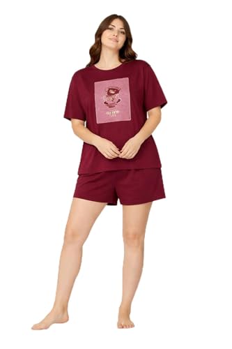 Image of Duchess Women's Cotton Printed Night Suit Set of Top & Shorts Pajama Set