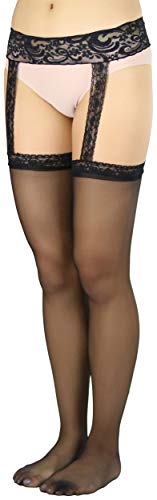 Image of ToBeInStyle Women's Attached Garter Belt Suspender Nylon Stocking Pantyhose