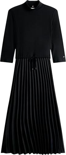 Tommy Hilfiger Damen Kleid Slim Rib Mix Midi-Länge, Schwarz (Black), M – Ansicht 6