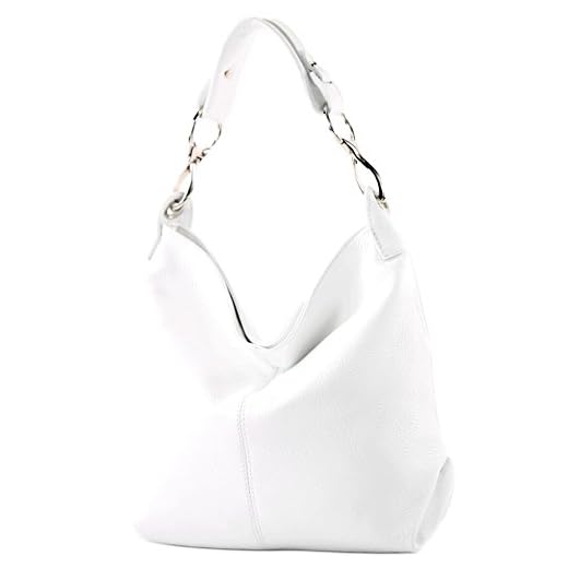 modamoda de - T168 - ital Schultertasche Umhängetasche aus Leder, Farbe:Weiß