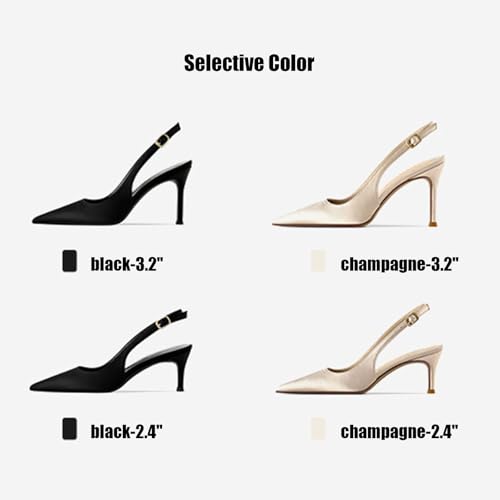 Women's Satin Stiletto Pointed Slingback Sexy Pumps with Adjustable Ankle Strap Fashion Skinny High and Mid Heel Pointed Close Toe Slip-On Dress Mules Sandals for Wedding Party Business2