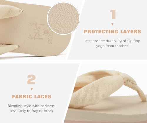 Image of KuaiLu Flip Flops for Women with Arch Support Summer Beach Thong Sandals | Comfortable Yoga Mat Walking Shoes Cushion Slip On Casual Outfits Indoor Outdoor