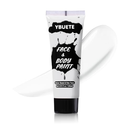YBUETE White Face Body Paint Professional Paint for Halloween Cosplay Costume Party Full-coverage Multi-Color Cream Makeup Blendable Body Painting for Adults Halloween Cosplay SFX Makeup Paint