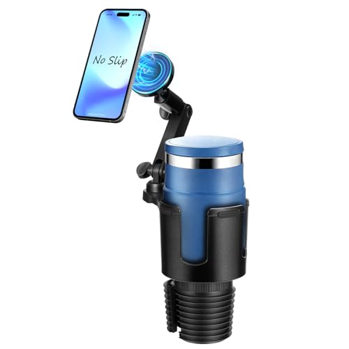 Hiitytin Magnetic Car Cup Holder Phone Holder 2-in-1 Cup Holder Extender for Car Universal Magsafe Cupholder Car Mount Long Arm and 360 Rotation Secure Fit for Car or SUV