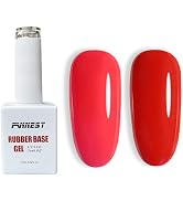 FANNEST Rubber Base Gel Polish Set,2Pcs 15ml Translucent Red Rubber Builder Base Gel Nail Polish,...