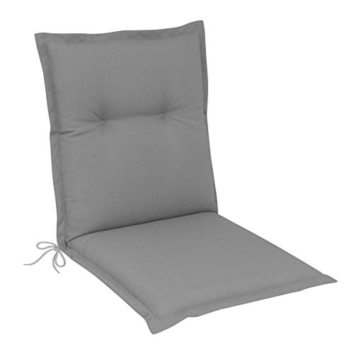 Herlag Florence P216022-2328MCT Coussin d'extérieur pour Fauteuil à Dossier Bas avec Bande de Maintien Dorsal Gris 100 % Mousse PU + 100 % ouate de Polyester Cover