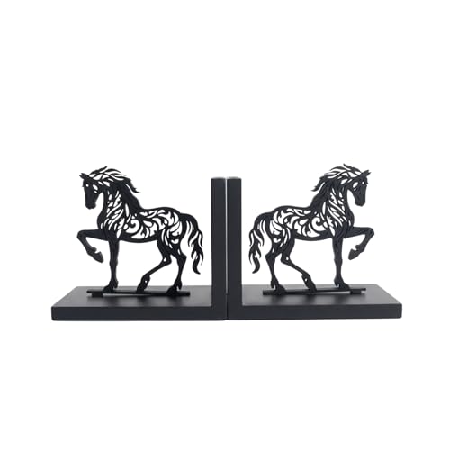 Image of eCraftIndia Wooden Book End with Horse Statue for Good Luck Showpiece for Home Decor Office Table | Gift for Housewarming Birthday