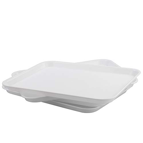 Inhouse White Plastic Serving Tray-Rectangular, 17.2"X13.5"X0.9" (4 Packs) #TOP5