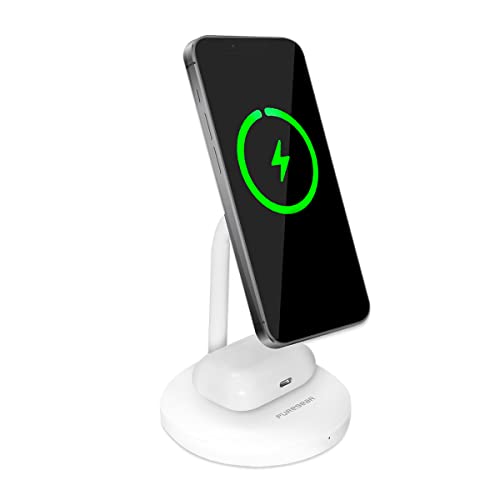 PureGear Duo Magnetic 2-in-1 Wireless Charging Stand, Qi2 Certified 20W 2-in-1 Charging Station, Desk Accessory, Fast Wireless Charging, for iPhone 17/16/15/14/13/12, AirPods, White