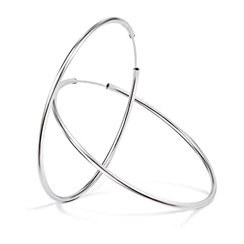 QianSiLi 60mm Large Hoop Earrings for Women,925 Sterling Silver Earrings, Ladies Simplicity Smooth Hypoallergenic Earings Cover