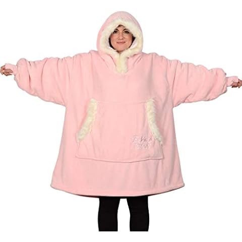 Snug Rug Pink The Eskimo Blanket Hoodie Sweatshirt Hooded Blankets Super Soft Warm Premium Sherpa Fleece - Oversized Adults One Size Fits All Unisex Mens Women Hoody Jumper Sweater Cover