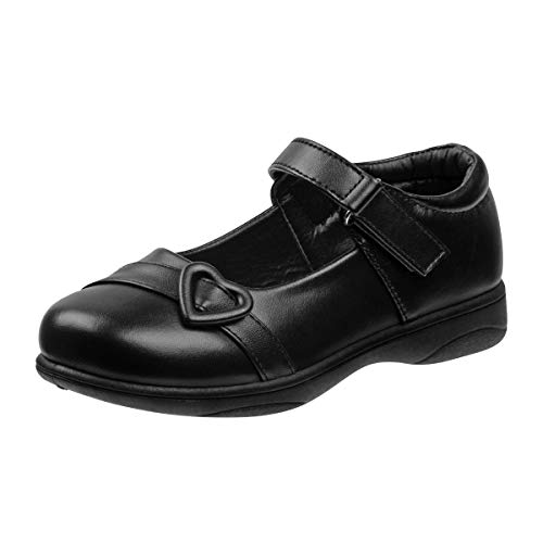 Girl's Mary Jane School Uniform Shoes (Toddler/Little Girl/Big Girl), Size 4 Big Kid, Black Hearts