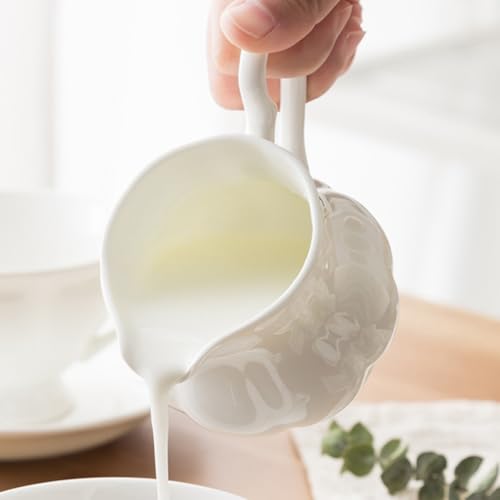 Azucarero de cerámica blanco de 230ml con asa ideal para mesas de postres y cafeterías modernas 5