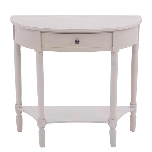 Premier Housewares Heritage Winter Melody Console Demi-Lune en Bois Naturel/chêne Blanchi, Bois Dense, Gris, 33x81x78 cm