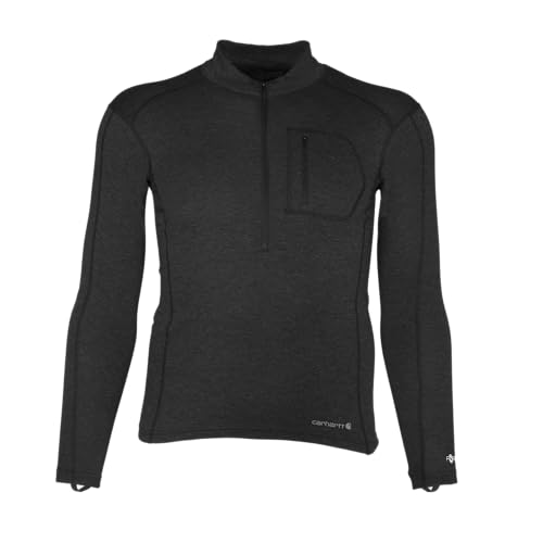Carhartt Herren Base Force Schweres Polyester-Wolle, Viertelreißverschluss Baselayer-Shirt, Schwarz/Erika, XL Hoch – Ansicht 1