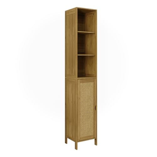 Vicco Armoire de Salle de Bain Liora, Bambou, 30x170cm, pour Le Rangement des Accessoires de Salle de Bain et des Serviettes