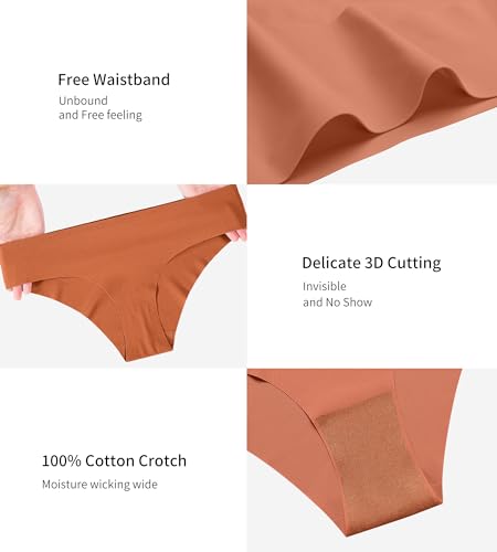 Image of SHARICCA Women Seamless Cheeky Bikini No Show Panties Ladies Invisible Breathable Briefs Soft Stretch Underwear Multi Pack