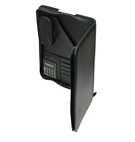 Image of Alassio 30027 Reggio Ring Binder DIN A4 Approx. 36 x 28 x 5 cm Black /Fine Touch Imitation with Calculator and Pad A4