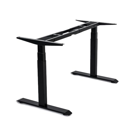 VWINDESK VJ201-S3 Electric Height Adjustable Sitting Standing Desk Frame Only/Sit Stand - Dual Motors 3 Segment Motorized Desk Base Only,Black