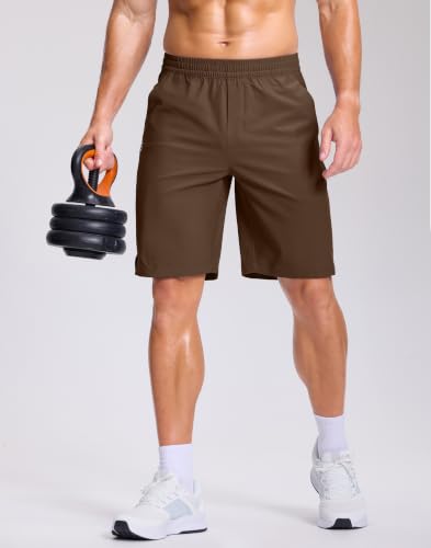 Image of GGJ Men's Lightweight Athletic Shorts with 2 Zipper Pockets 7 inch /9 inch /5 inch Gym Workout Running Quick Dry Tennis Shorts for Men