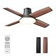 Dreo Ceiling Fan with Light and Remote Control, 44 Inch Flat Black Reversible 5CC 6 Level Dimmable 6 Speeds Quiet Timer Easy Assembly for Bedroom
