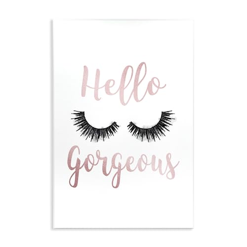 Image of 'Hello Gorgeous Black Eyelashes'| Wall Plaque Art | Stupell Industries | 13 x 19 Inches, Easy to Hang and Sturdy, Made in USA, by Amanda Greenwood