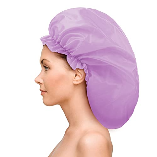 4 Pieces Jumbo Shower Caps Extra Large Shower Caps Long Dreadlock Caps Huge Braid Bonnets Waterproof Big Bath Hats Oversize Bath Caps For Women Girls (Black, Blue, Pink, Purple,Blank Pattern) #TOP1