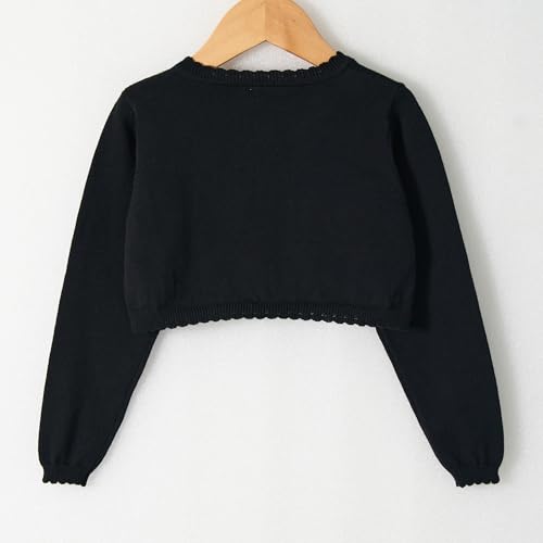 Image of Miipat Toddler Girls Cardigan Long Sleeve Bolero Shrug Kids Knit Sweater Cover Up Button Closure Cropped Tops