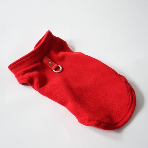 Image of JACKO & CO - Fleece Vest Dog Sweater with Leash Ring - Soft, Warm & Lightweight Pullover Coat for Small & Medium Dogs, Puppies & Cats - Cozy Fall /Winter /Spring Pet Jacket (Red, X-Small 2-4lbs)